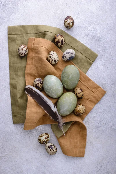 Festive Easter Eggs Painted Green Color — 스톡 사진