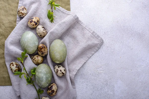 Святкові Великодні Яйця Пофарбовані Зелений Колір — стокове фото
