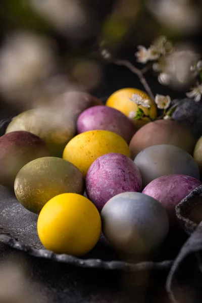 Uova Pasqua Dipinte Con Coloranti Eco Naturali — Foto Stock
