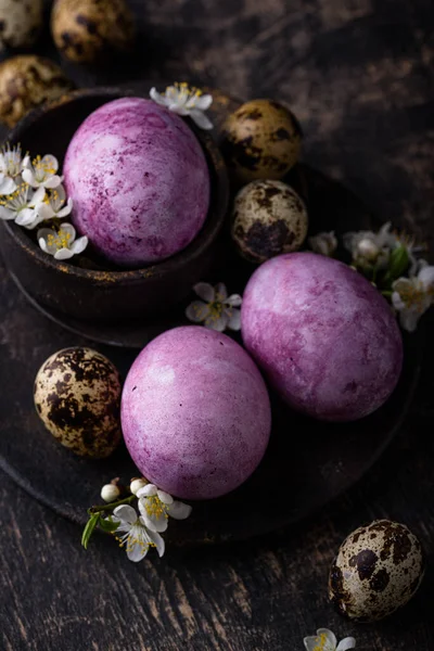 Easter eggs painted with natural eco colors dye