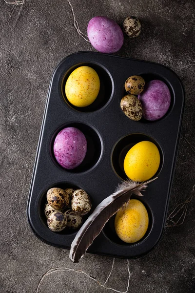 Easter eggs painted with natural eco colors dye