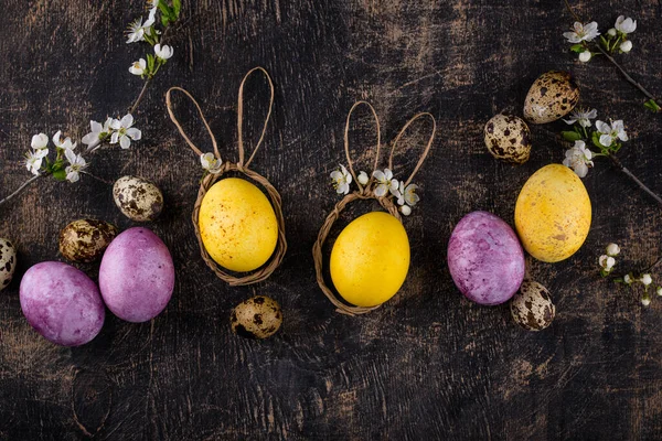 Velikonoční Vajíčka Natřená Přírodními Ekologickými Barvivy — Stock fotografie