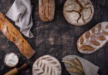 Fresh homemade bread with a crispy crust. Bakery concept