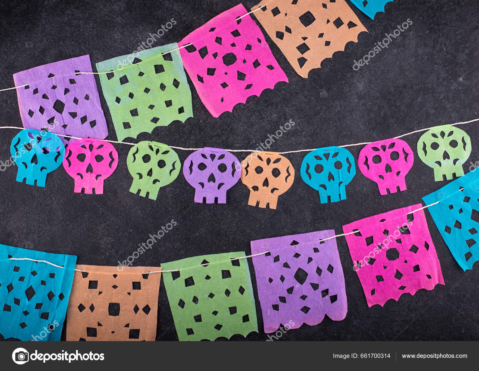 Papel Picado Mexican Paper Flag Garland Day Death Stock Photo by