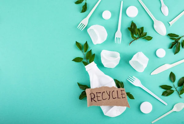Reutilizar Reduzir Reciclar Concepto Reciclagem Plástico Zero Resíduos Vida Ecológica — Fotografia de Stock