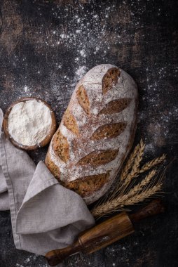 Fresh homemade bread with a crispy crust. Bakery concept