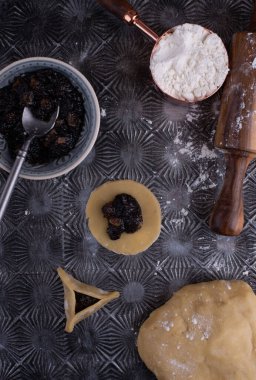 Traditional Jewish cookies Hamantaschen or Hamans ears for celebration Purim