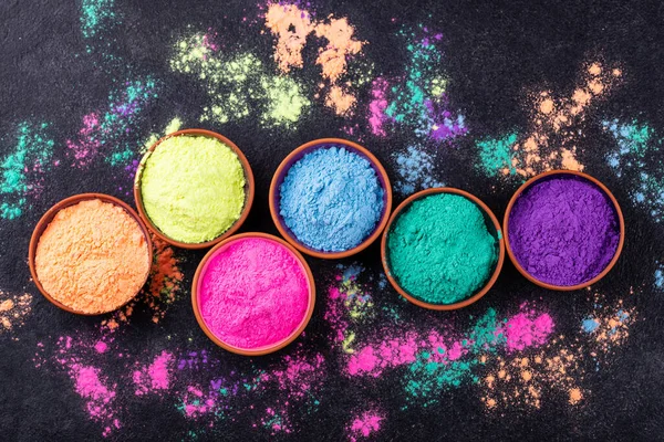 Gulal colors in bowl for celebrating Indian Holi festival