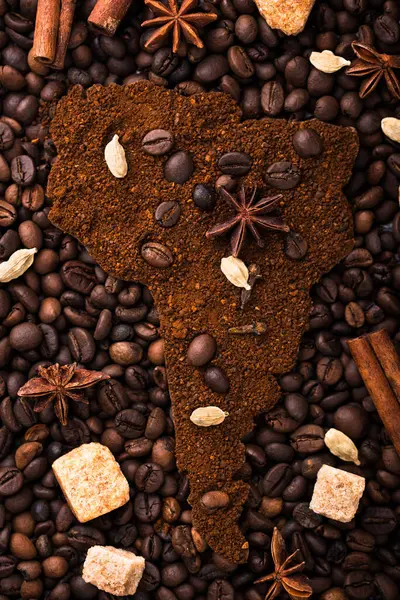 Концепція Кави Південної Америки Обґрунтована Кава Квасоля Стокове Зображення