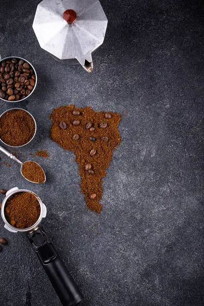 Концепція Кави Південної Америки Обґрунтована Кава Квасоля Стокове Фото