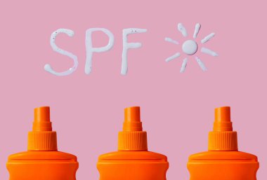 Sarı arka planda güneş kremi kremi, desen