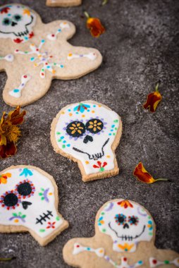 Kurabiye şekeri şeklinde Kurabiyeler Günü. Meksika Cadılar Bayramı Dia de los Muertos