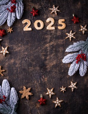 2025 numaralı kurabiyelerin yeni yıl arkaplanı..