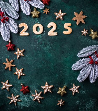 2025 numaralı kurabiyelerin yeni yıl arkaplanı..