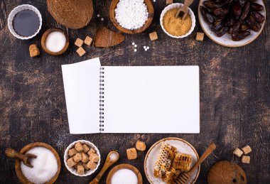 Çeşitli şeker değişimi, doğal sağlıklı tatlandırıcı konsepti