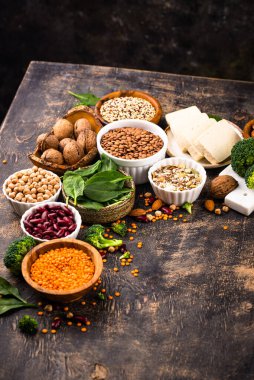 Bitki bazlı vegan protein ürünlerinin çeşitliliği, sağlıklı gıda kavramı