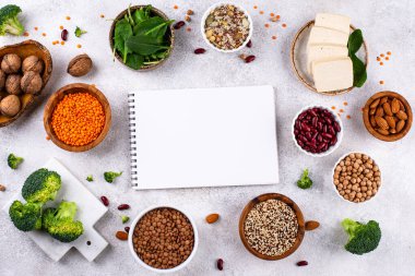 Bitki bazlı vegan protein ürünlerinin çeşitliliği, sağlıklı gıda kavramı