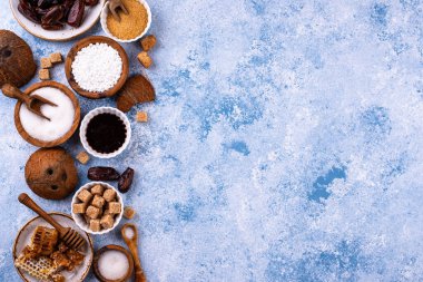 Çeşitli şeker değişimi, doğal sağlıklı tatlandırıcı konsepti