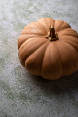 Koyu arka planda çiğ balkabağı, karanlık ruh hali tarzı.