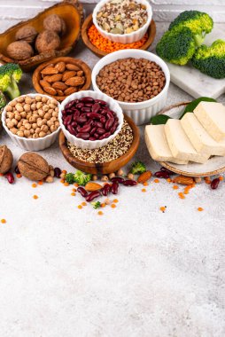 Bitki bazlı vegan protein ürünlerinin çeşitliliği, sağlıklı gıda kavramı