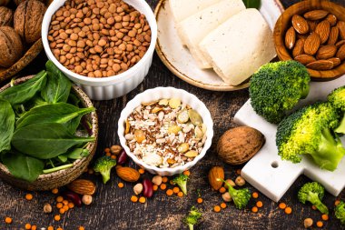 Bitki bazlı vegan protein ürünlerinin çeşitliliği, sağlıklı gıda kavramı