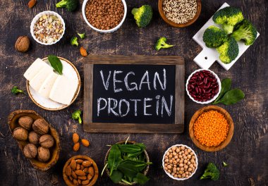 Bitki bazlı vegan protein ürünlerinin çeşitliliği, sağlıklı gıda kavramı