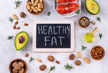 Sağlıklı yağ kavramı. Omega 3 bakımından zengin gıda ürünleri..