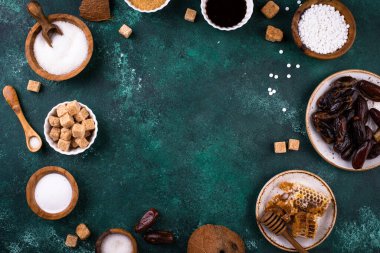 Çeşitli şeker değişimi, doğal sağlıklı tatlandırıcı konsepti