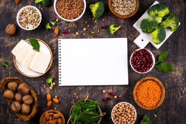 Bitki bazlı vegan protein ürünlerinin çeşitliliği, sağlıklı gıda kavramı