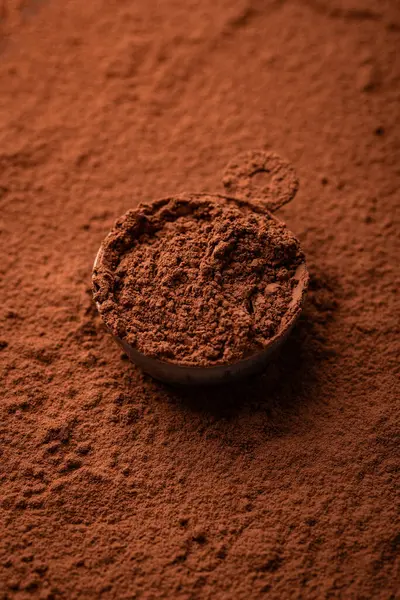 Kakao tozu, doğal çikolata ürünü dokusu arka plan