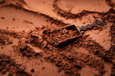 Kakao tozu, doğal çikolata ürünü dokusu arka plan