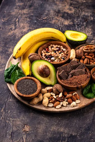 Doğal magnezyum Mg içeren çeşitli ürünler