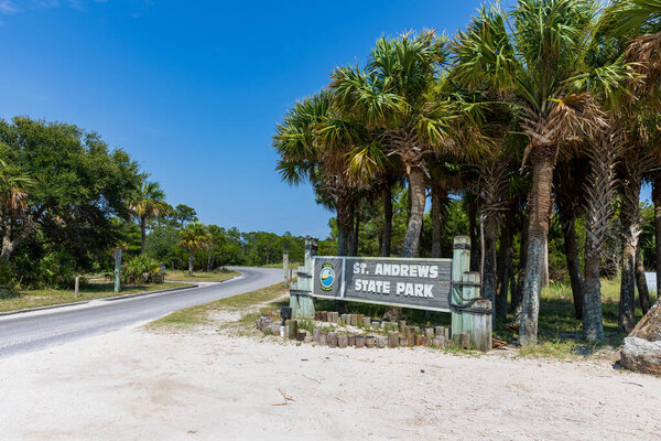 Panama City, FL - June 27, 2023: St. Andrews State Park entrance sign