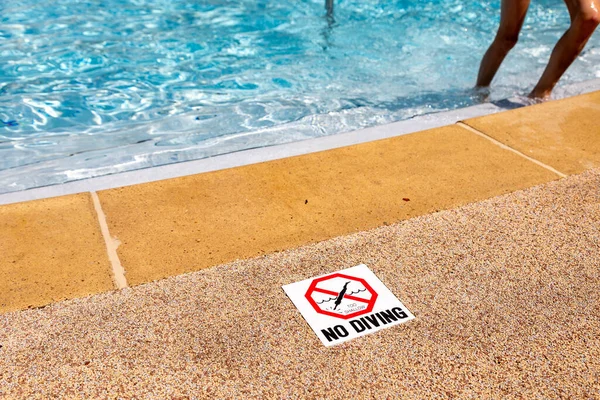 Edge Swimming Pool Diving Warning Sign Stock Photo