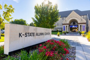 Manhattan, KS - September 2024: K-State Alumni Center on the Kansas State University Campus