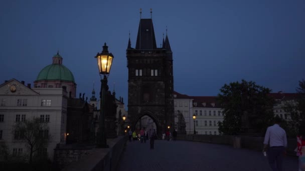 迷人的动画 描绘了布拉格夜晚的黑暗街道 — 图库视频影像