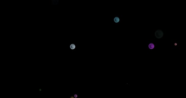 Uma Animação Hipnotizante Com Pontos Coloridos Flutuantes Meio Fundo Escuro — Vídeo de Stock