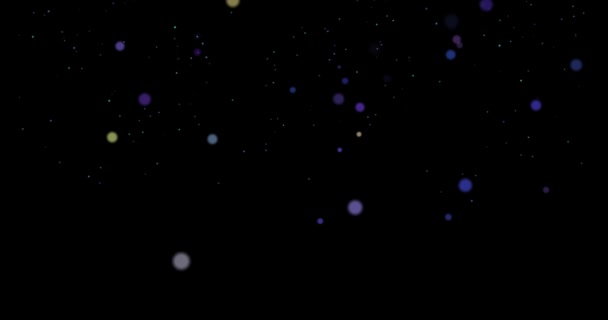 Karanlık Bir Arka Planda Yüzen Renkli Noktaların Büyüleyici Bir Görsel — Stok video
