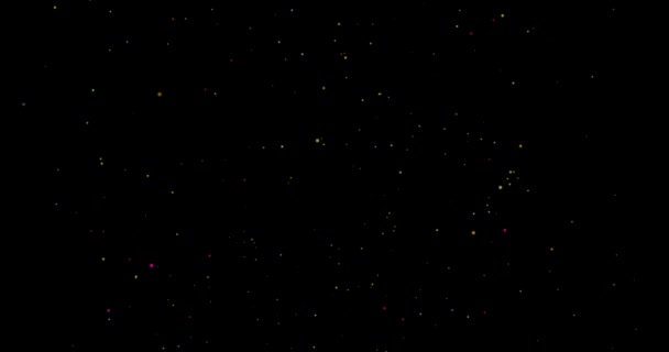 Захватывающая Анимация Плавающими Красочными Точками Темном Фоне Создающая Захватывающее Визуальное — стоковое видео