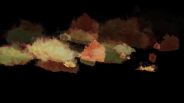 Animáció Tüzes Láng Részecskék Mozgó Sötét Alapon — Stock videók