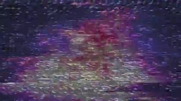 Abstract Glitch Digital Colorful Pixel Noise Background Damaged Television — Stock Video