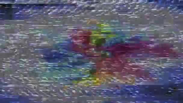 Abstrakte Störung Des Digitalen Bunten Pixelrauschs Hintergrund Eines Beschädigten Fernsehers — Stockvideo