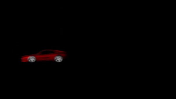 Červené Sportovní Auto Projíždějící Černým Pozadím — Stock video