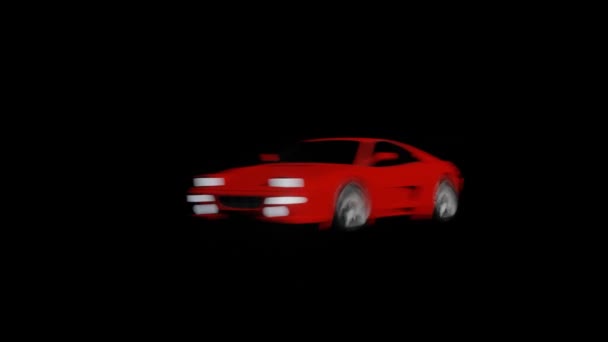 红色跑车驶过黑色背景 — 图库视频影像