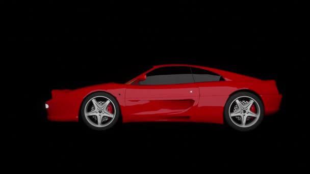Czerwony Samochód Sportowy Przejeżdżający Przez Czarne Tło — Wideo stockowe