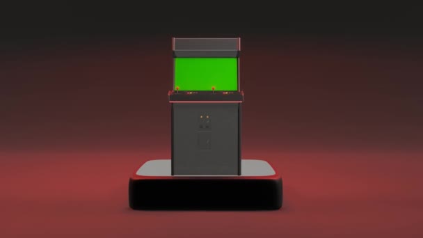Rappresentazione Una Vecchia Sala Giochi Crt Con Schermo Verde Vecchia — Video Stock