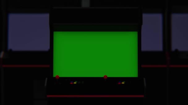 Egy Régi Crt Arcade Megjelenítése Zöld Képernyővel Régi Retro Zöld — Stock videók