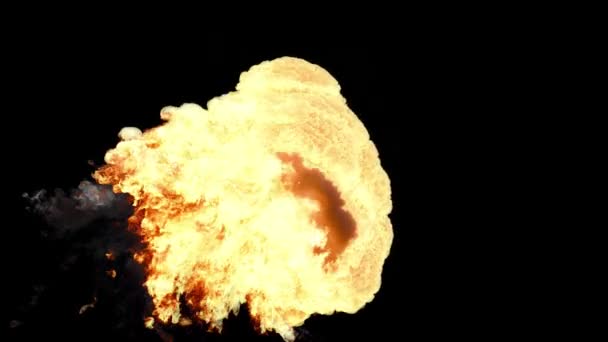 Realistická Exploze Plameny Kouřem Černém Pozadí — Stock video
