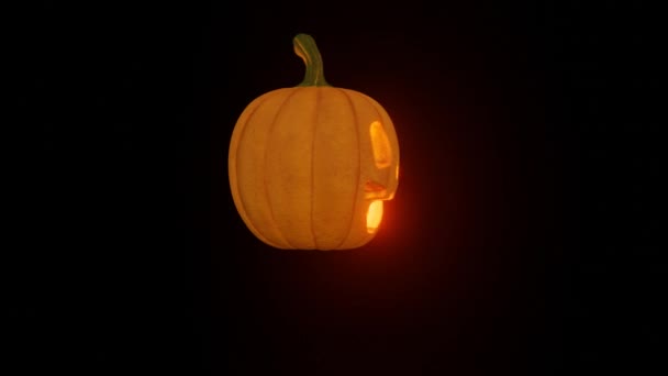 Tourner Citrouille Halloween Sur Fond Noir — Video