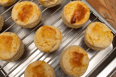 Ev yapımı peynirli çörekler taze pişmiş.